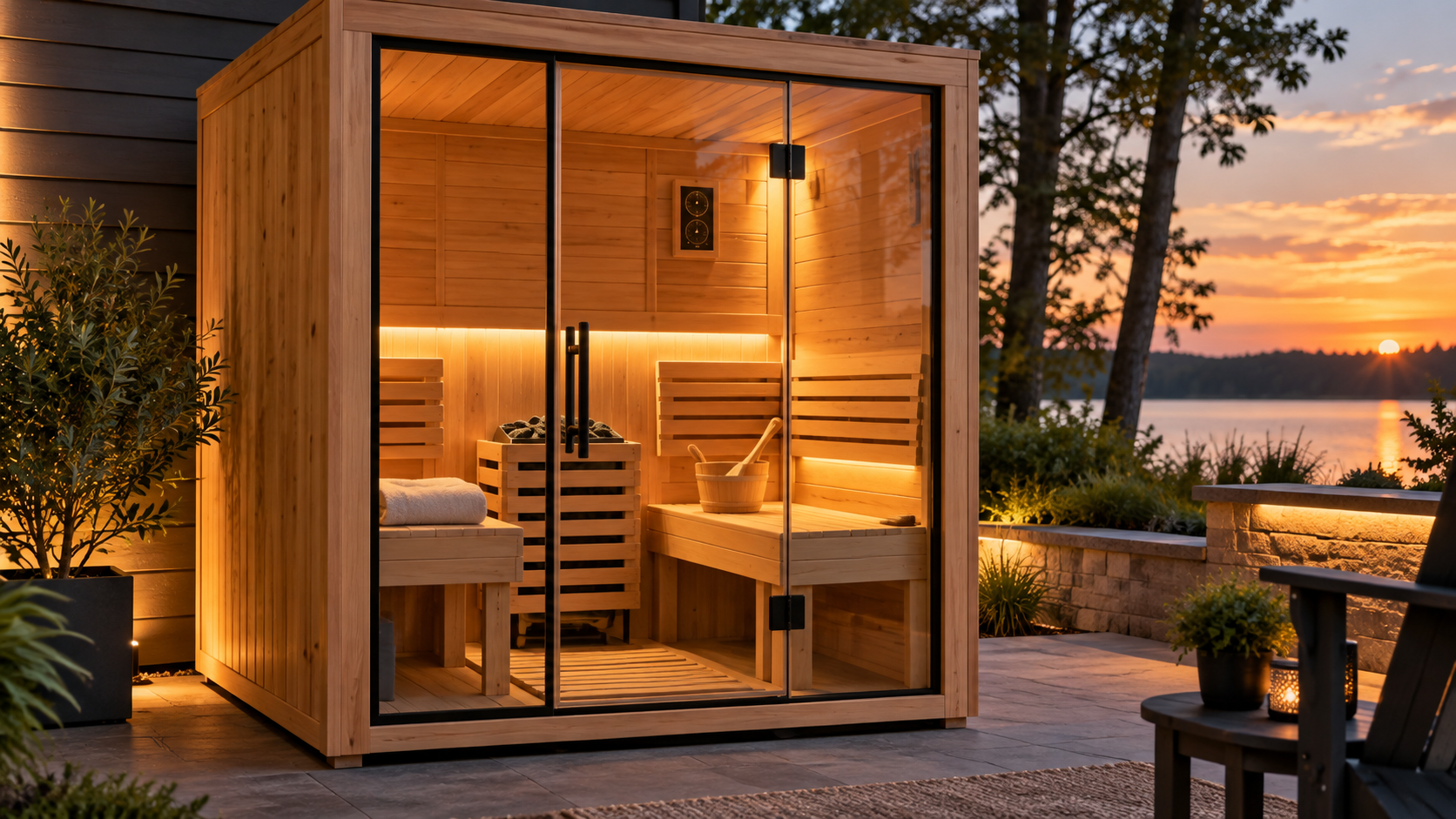 Best 2-person saunas with cedar interior and glass front