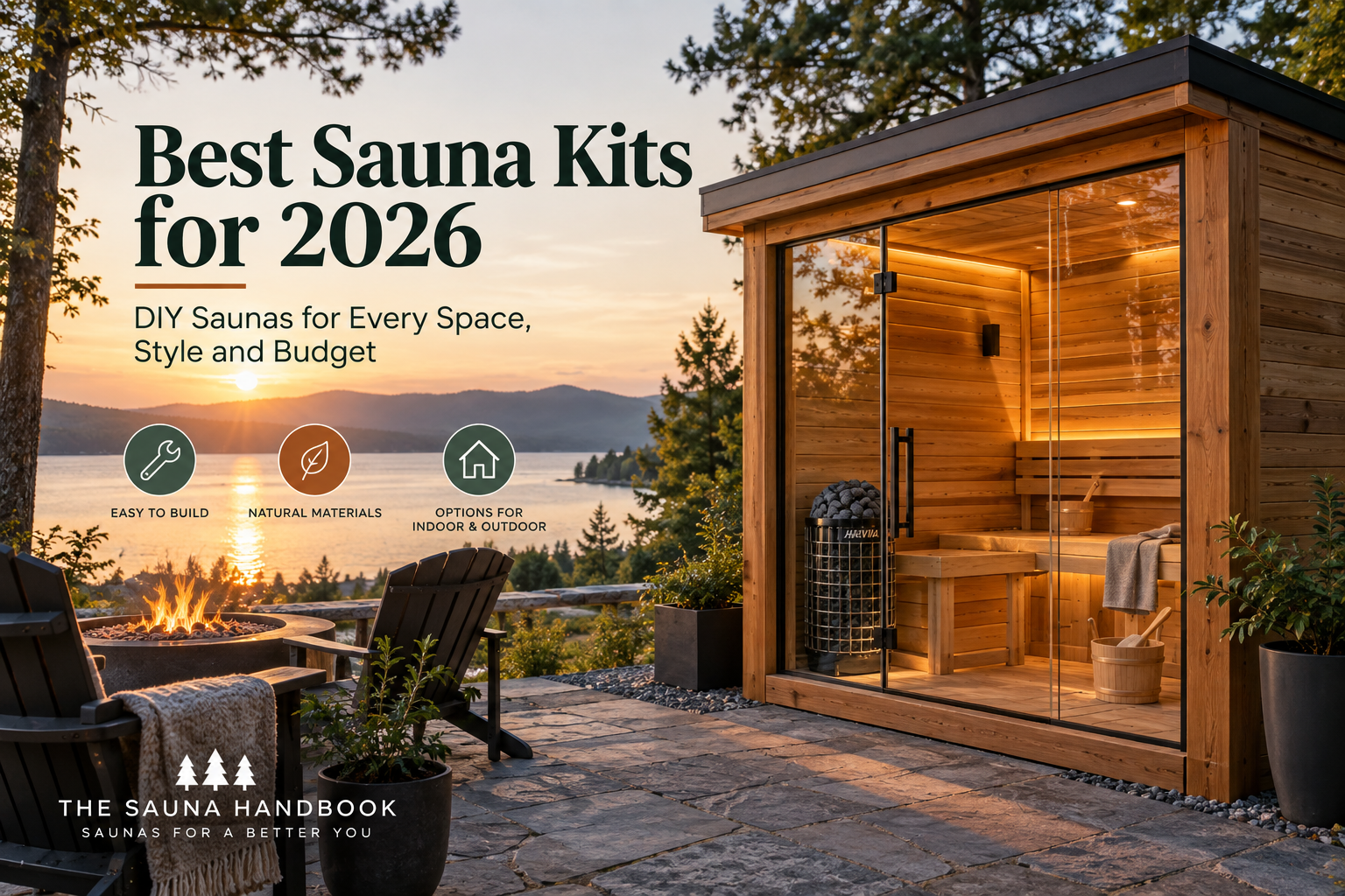 Best sauna kits for home with modern outdoor wood sauna and glass front